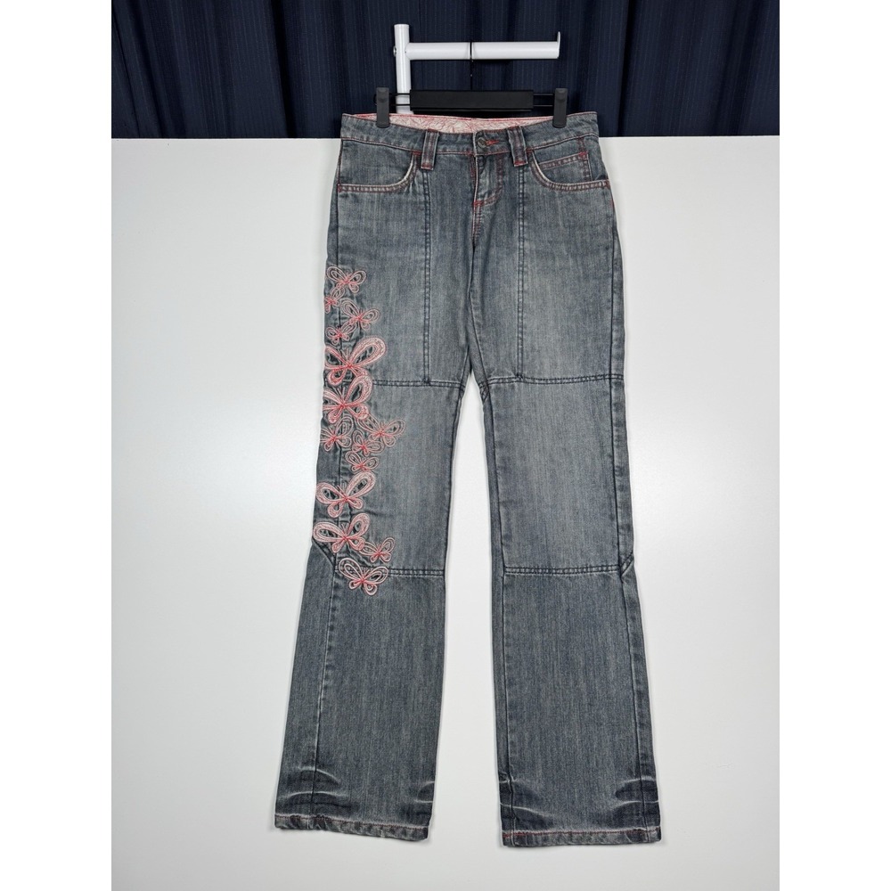 Sartso Killer Butterfly Motorcycle Jeans Y2K Embroidered Protective - 8 (28x33)